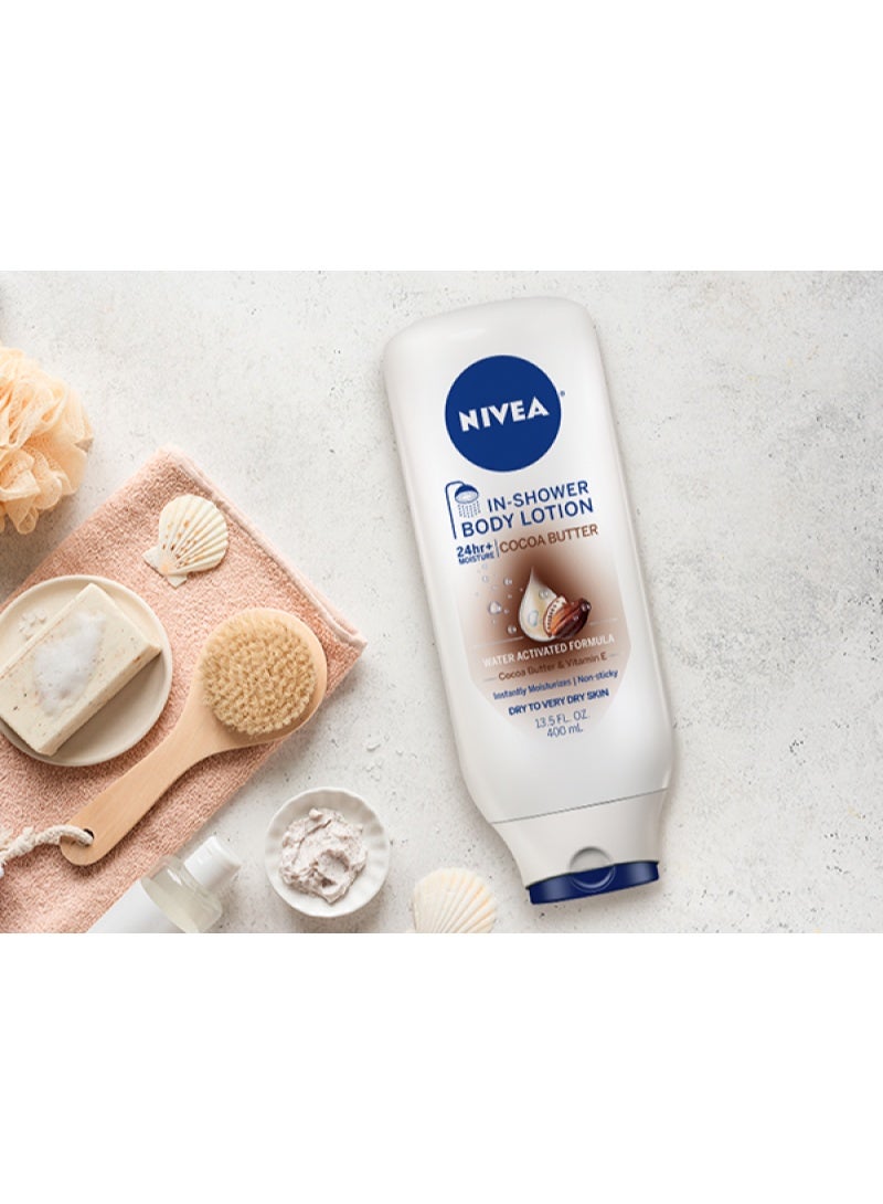 NIVEA Cocoa Butter In-Shower Body Lotion - Non-Sticky For Dry to Very Dry Skin - 400ml Bottle - Image 2
